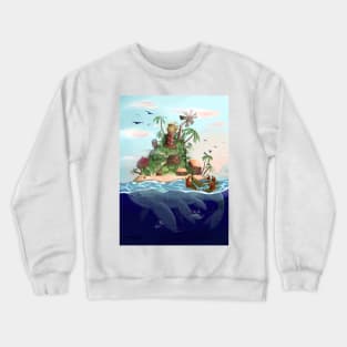 Floating Island City on a Whale Crewneck Sweatshirt